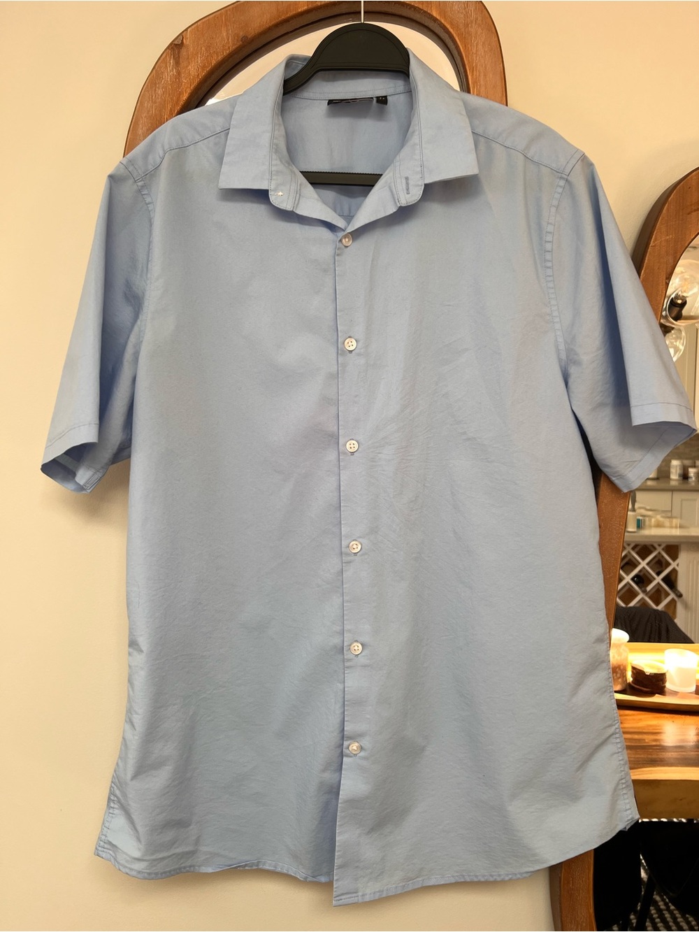 ASOS Men's Pale Blue Short-Sleeve Button-Down Shirt XL Long Tall